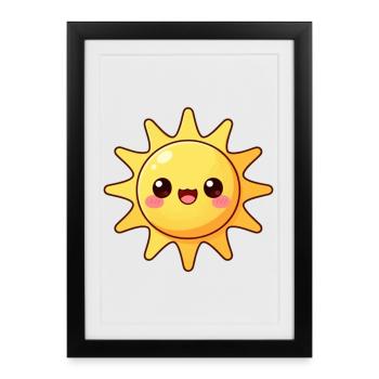 Kawaii Sun Summer Holiday Gift - Framed poster (27 × 37 cm) - black - Front