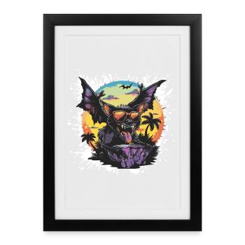 Bat Summer Holiday - Framed poster (27 × 37 cm) - black - Front