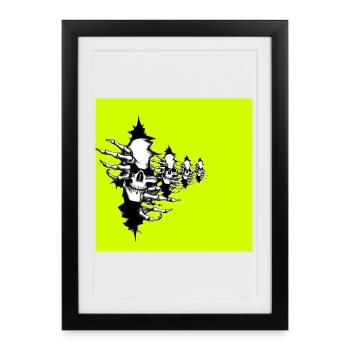Collier squelette jaune fluo - Affiche encadrée (27 × 37 cm) - noir - Devant