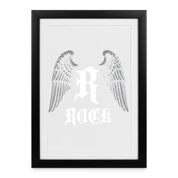 Logo Gothic Rock Ailé - Affiche encadrée (27 × 37 cm) - noir - Devant