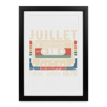 Cassette 1978 Cadeau Anniversaire Juillet 1978  - Affiche encadrée (27 × 37 cm) - noir - Devant