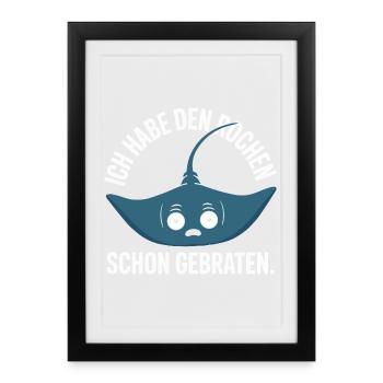 Rochen Schon Gebraten Stachelrochen Manta Rochen - Gerahmtes Poster (27 × 37 cm) - Schwarz - Vorne