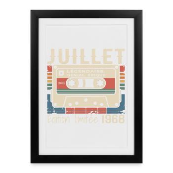 Juillet 1968 Cadeau Anniversaire Juillet 1968  - Affiche encadrée (27 × 37 cm) - noir - Devant