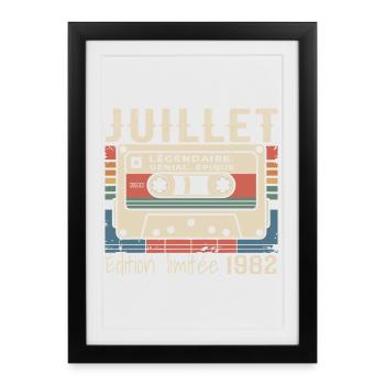 Juillet 1982 Cadeau Anniversaire Juillet 1982 - Affiche encadrée (27 × 37 cm) - noir - Devant