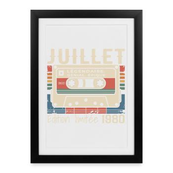 Juillet 1980 Cadeau Anniversaire Juillet 1980  - Affiche encadrée (27 × 37 cm) - noir - Devant