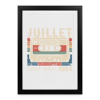 Juillet 1984 Cadeau Anniversaire Juillet 1984  - Affiche encadrée (27 × 37 cm) - noir - Devant