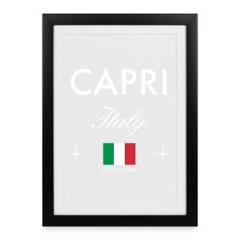 Capri Italy Coordinates Travel Souvenir - Framed poster (27 × 37 cm) - black - Front