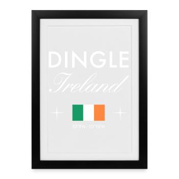 Dingle Ireland Coordinate Souvenir de voyage - Affiche encadrée (27 × 37 cm) - noir - Devant