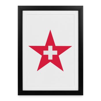 Étoile suisse - Affiche encadrée (27 × 37 cm) - noir - Devant