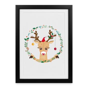 Cute reindeer - Framed poster (27 × 37 cm) - black - Front