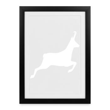 T-shirt Chasse personnalisable - motif chamois - Affiche encadrée (27 × 37 cm) - noir - Devant