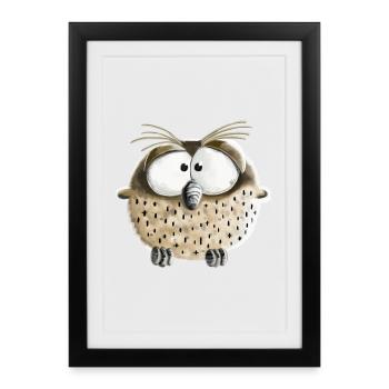 Funny Owl I Kauz I Bird I Comic Gift - Framed poster (27 × 37 cm) - black - Front
