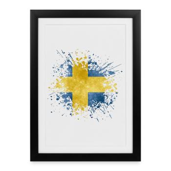 Sweden Flag Splash Sweden Design - Framed poster (27 × 37 cm) - black - Front