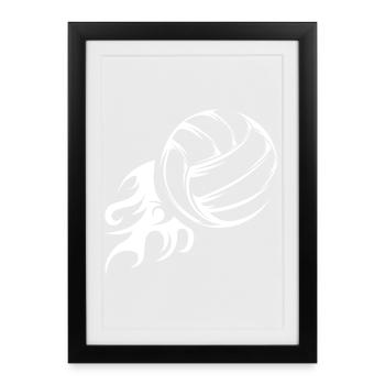 Voleyball Fireball Symbol icon Illustration Logo - Framed poster (27 × 37 cm) - black - Front