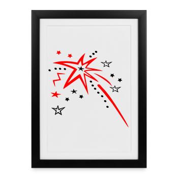 Stars, fireworks, shooting star - Framed poster (27 × 37 cm) - black - Front