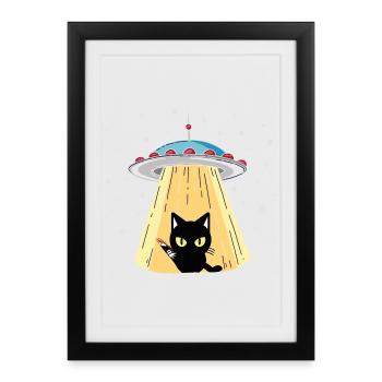 UFO cat with laser vision - Framed poster (27 × 37 cm) - black - Front