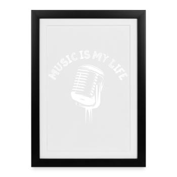 La musique est ma vie thérapeutique Symbole Logo Musicien - Affiche encadrée (27 × 37 cm) - noir - Devant