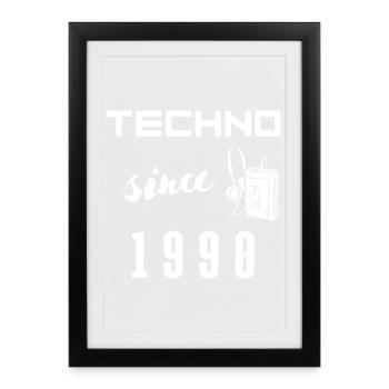 Elektronische Musik, Techno Style, Festivaloutfit - Gerahmtes Poster (27 × 37 cm) - Schwarz - Vorne