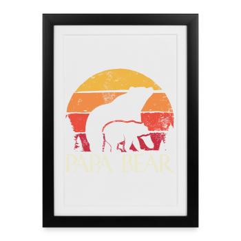 Papa Bear Sunset Logo - Framed poster (27 × 37 cm) - black - Front