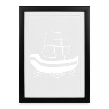 Voilier Allemagne du Nord Marin Capitaine - Affiche encadrée (27 × 37 cm) - noir - Devant