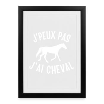 cheval, sport équestre, cavalier, fan de cheval - Affiche encadrée (27 × 37 cm) - noir - Devant