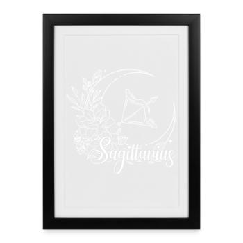 Sagittarius Floral Archer Moon - Framed poster (27 × 37 cm) - black - Front