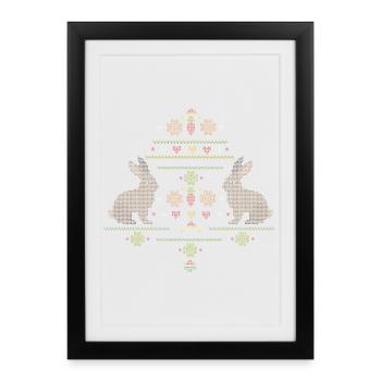 Easter motifs in knitting pattern style for Easter - Framed poster (27 × 37 cm) - black - Front