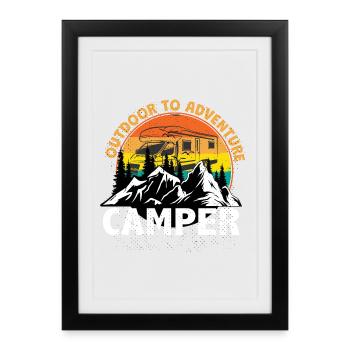Cadeau de vacances en camping camping-car - Affiche encadrée (27 × 37 cm) - noir - Devant