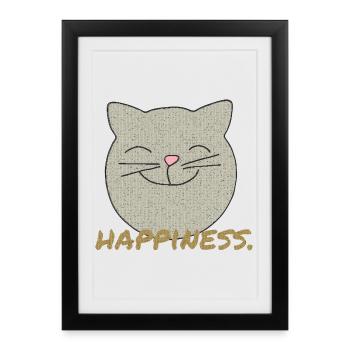 Bonheur de chat - Affiche encadrée (27 × 37 cm) - noir - Devant
