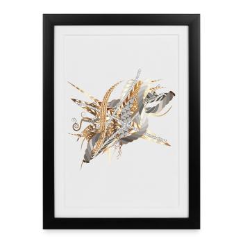 artistic filigree motif made of ribbons and feathers - Framed poster (27 × 37 cm) - black - Front