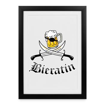 Bier & Piratin = Bieratin - Gerahmtes Poster (27 × 37 cm) - Schwarz - Vorne