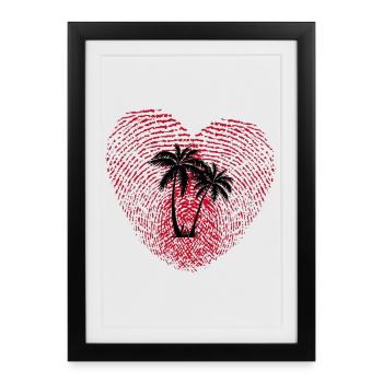 Tropenherz Fingerprint Palmen - Gerahmtes Poster (27 × 37 cm) - Schwarz - Vorne