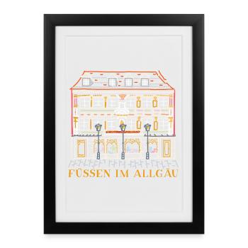 Füssen im Allgäu,Altstadt, Bayern, Deutschland - Gerahmtes Poster (27 × 37 cm) - Schwarz - Vorne