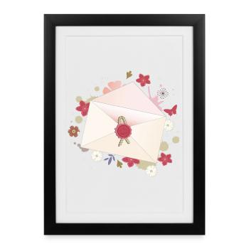 floral envelope with flowers and seal - Framed poster (27 × 37 cm) - black - Front