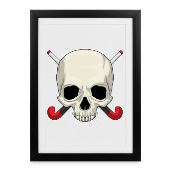 Croûte de hockey sur gazon en forme de crâne - Affiche encadrée (27 × 37 cm) - noir - Devant