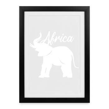 Graphique de l’icône de l’éléphant d’Afrique Elephant Continent - Affiche encadrée (27 × 37 cm) - noir - Devant