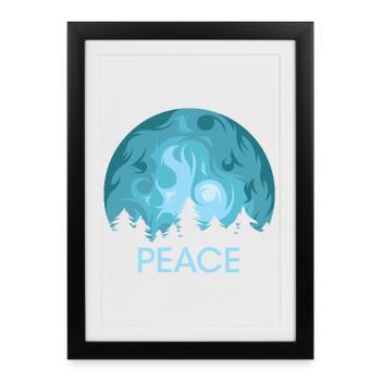 Lune Forêt Paix Paix Icône Arbres Nature - Affiche encadrée (27 × 37 cm) - noir - Devant