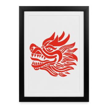 Chinese Dragon Head (Red) - Framed poster (27 × 37 cm) - black - Front