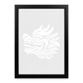 Chinese Dragon Head (White) - Framed poster (27 × 37 cm) - black - Front