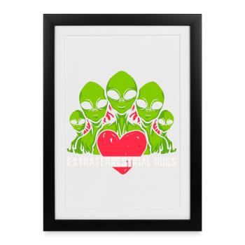 Alien, ovni, soucoupe volante - Affiche encadrée (27 × 37 cm) - noir - Devant