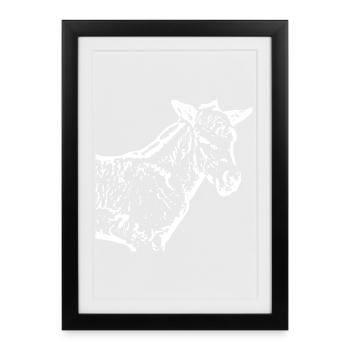 cheval blanc cheval blanc t-shirt cadeau cavalier - Affiche encadrée (27 × 37 cm) - noir - Devant
