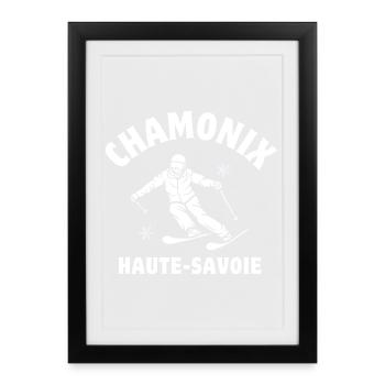 Chamonix, Savoie, Haute-Savoie - Affiche encadrée (27 × 37 cm) - noir - Devant
