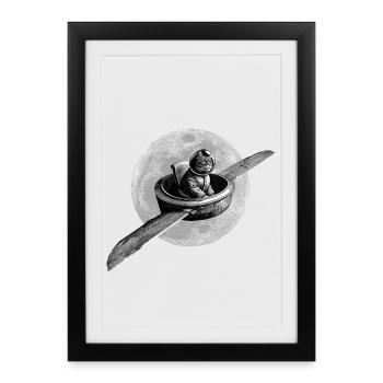 True Moon Love - Chat volant - Affiche encadrée (27 × 37 cm) - noir - Devant