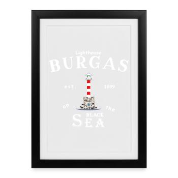Bulgaria, lighthouse port of Burgas. Black Sea - Framed poster (27 × 37 cm) - black - Front