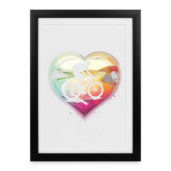 Conception vibrante de cœur de cyclisme - Affiche encadrée (27 × 37 cm) - noir - Devant