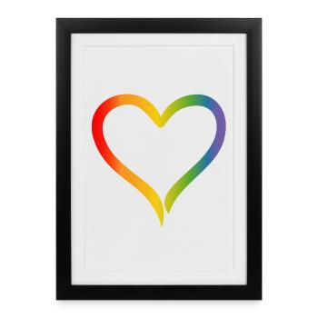 Tshirt lgbt LGBT cœur arc-en-ciel - Affiche encadrée (27 × 37 cm) - noir - Devant