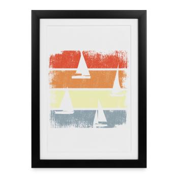 Voiliers d’époque - Affiche encadrée (27 × 37 cm) - noir - Devant