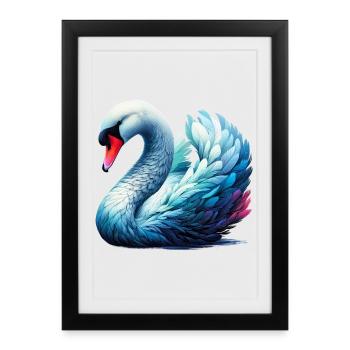 Cygne - Affiche encadrée (27 × 37 cm) - noir - Devant