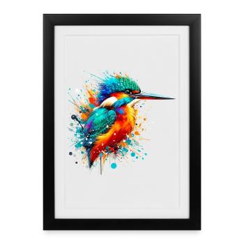 Martin-pêcheur - Affiche encadrée (27 × 37 cm) - noir - Devant