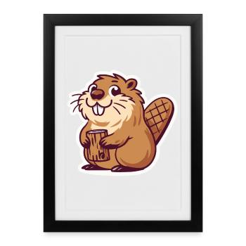 Bobr Meme Beaver - Framed poster (27 × 37 cm) - black - Front